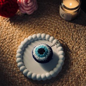 Evil Eye Crochet Keychain