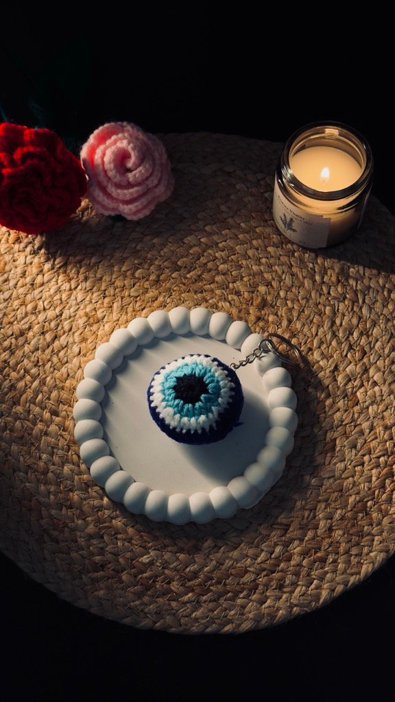 Evil Eye Crochet Keychain