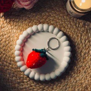 Strawberry Crochet Keychain